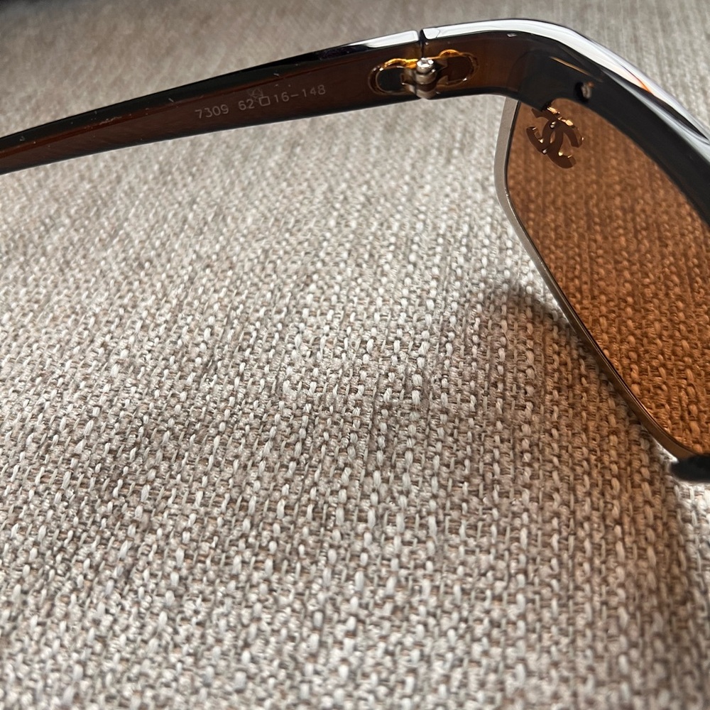 Chanel Rhinestone Brown and Silver Women's Sunglasses - Picture 3 of 8